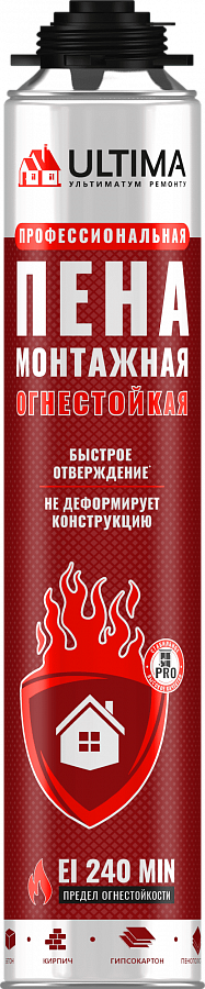 ULTIMA PRO ОГНЕСТОЙКАЯ профессиональная монтажная пена, 750 мл, 1 шт в уп